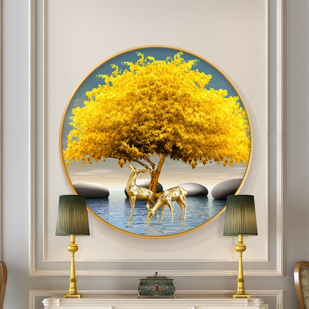 원형 보석십자수 황금 사슴 나무 금전수 재물 사업 성공 비즈 십자수 도안 DIY 29,900원