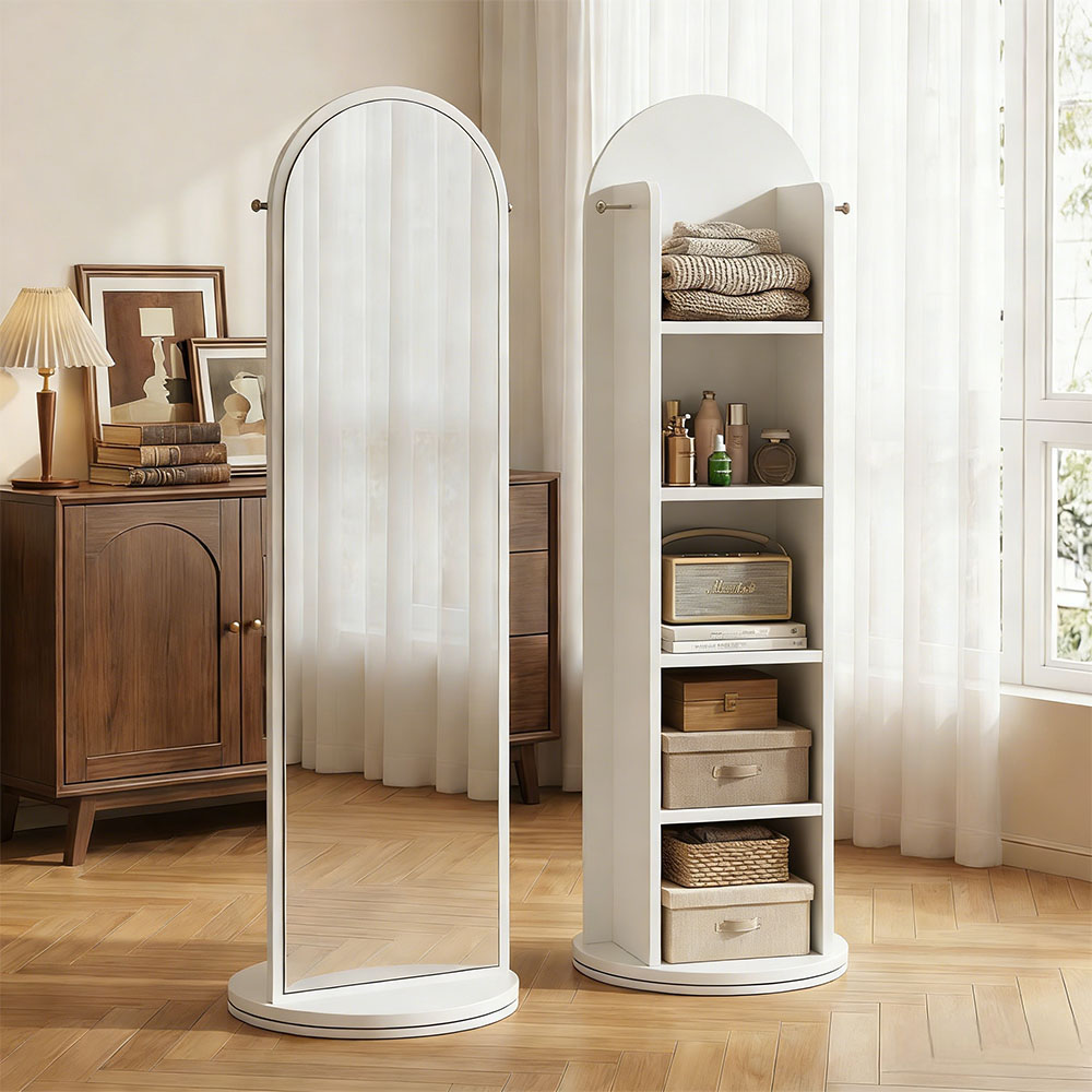 Zzang Room 회전식 전신거울 스탠드 다용도 수납장, 화이트 89,000원