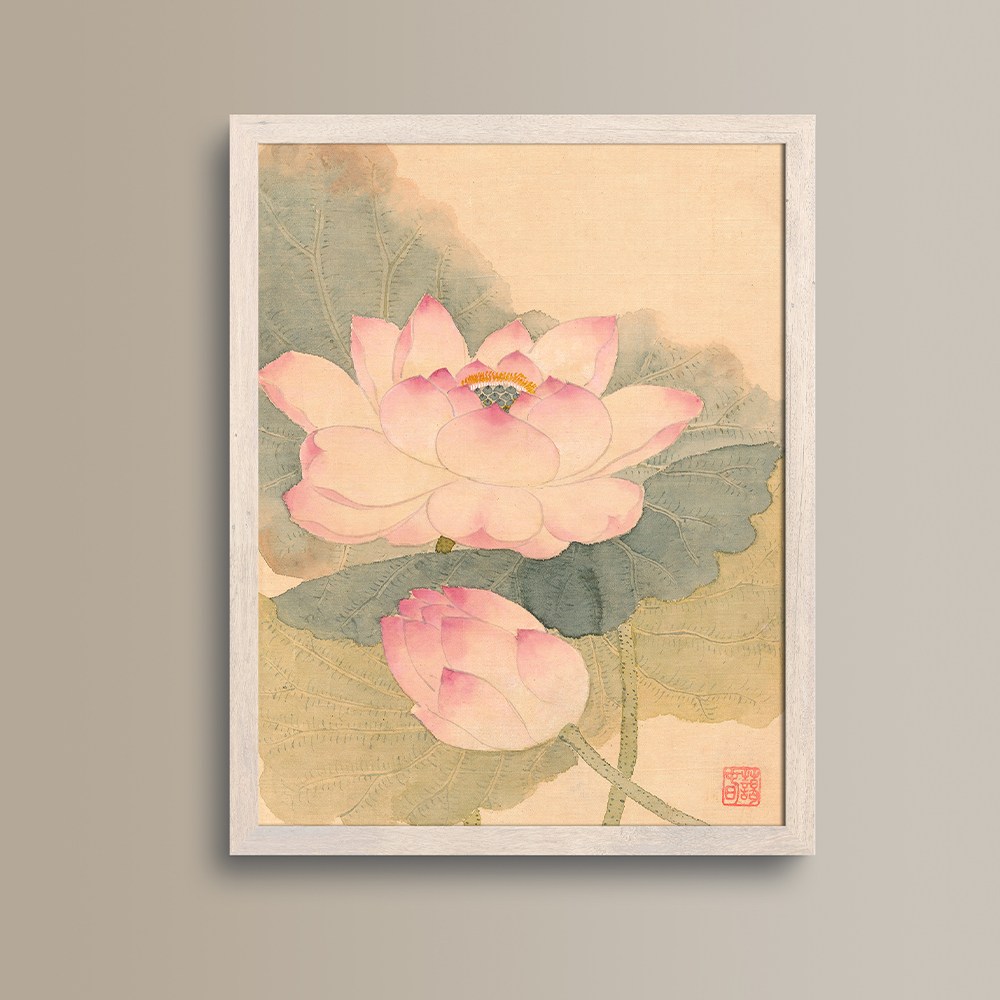 [그림상점] 연꽃의 고요_산수화훼도 No.3 - 중대형. 연꽃 민화 집들이선물 개업선물 재물 풍수 97,800원