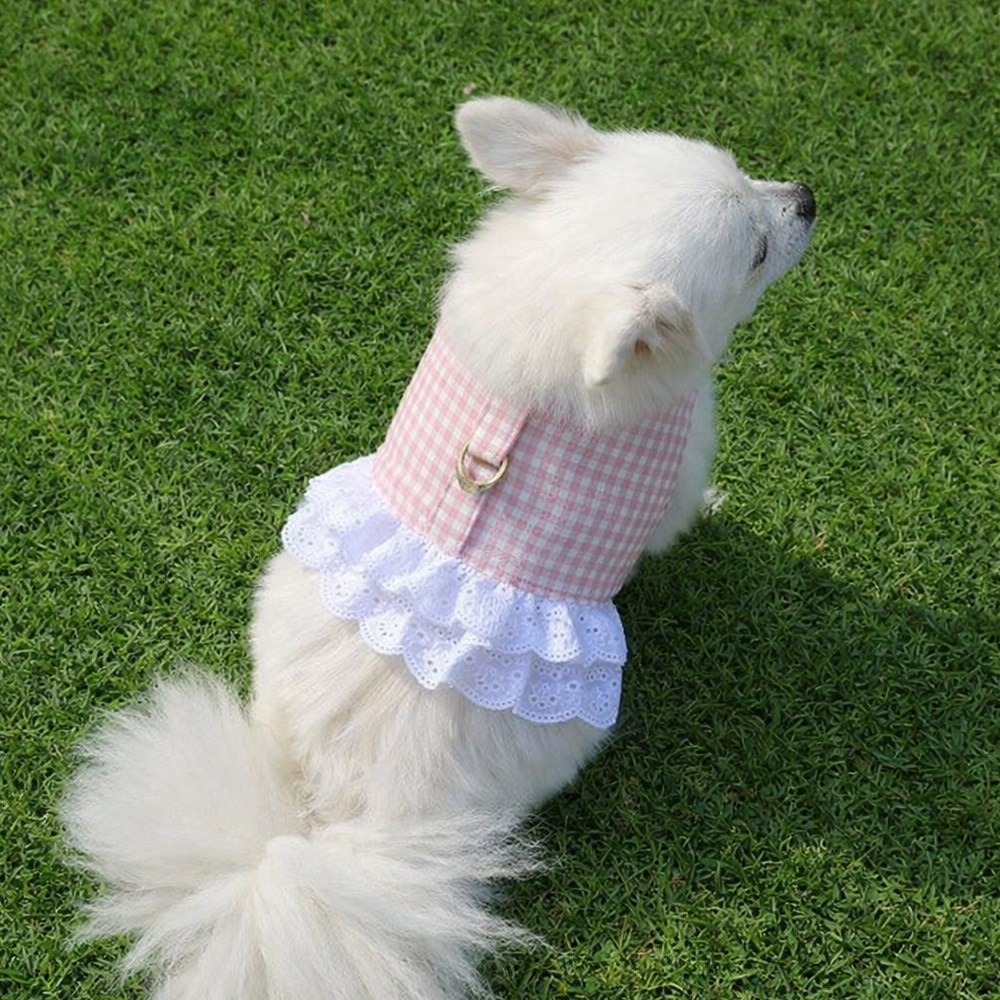 강아지 하네스 옷 에어매쉬 샤랄라 프릴 초간단 이중잠금, 1개, 핑크 25,900원