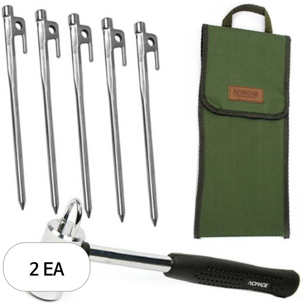 노마드캠핑 팩해머 케이스 + 크롬 망치 + 304 스텐 20cm 5p 133,930원