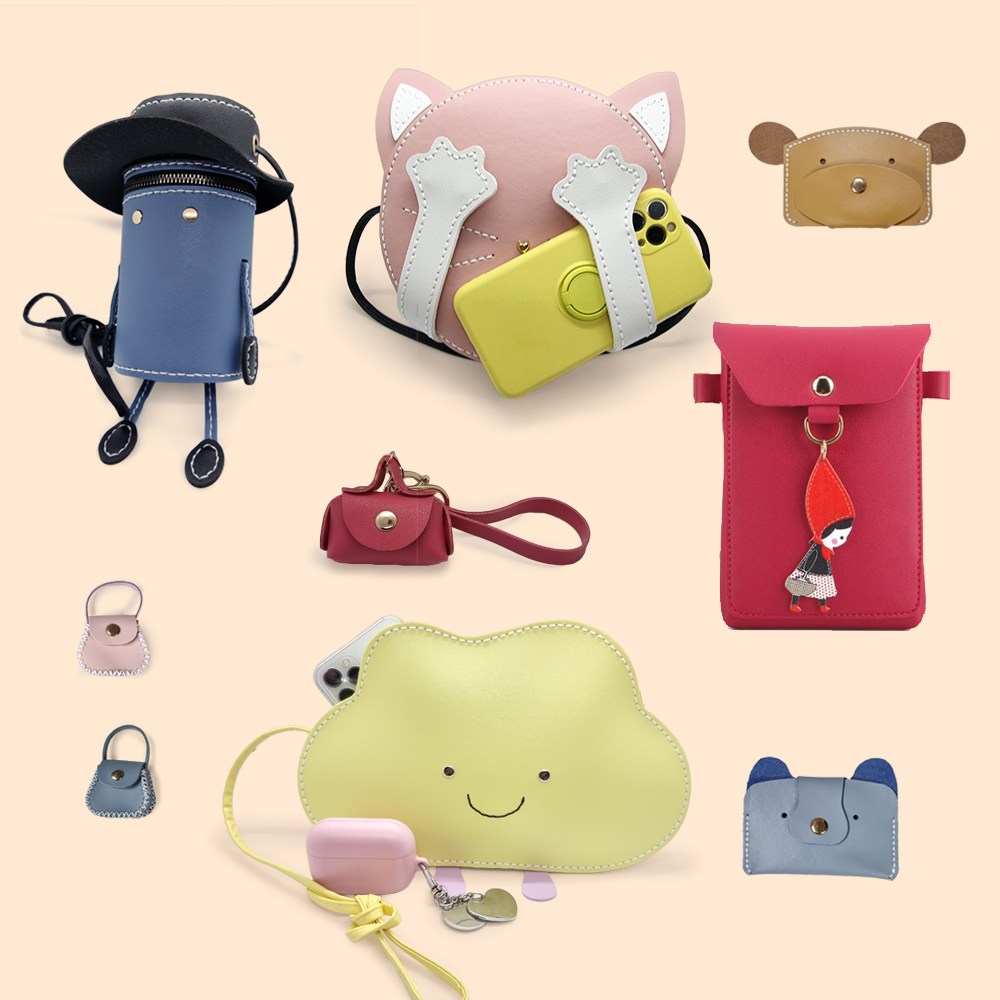 귀염뽀작 DIY 가죽가방 핸드폰가방 미니가방 만들기 패키지 가죽공예 가방제작 가죽가방만들기, 가죽가방 diy만들기, 가죽 공예 diy 세트,  미니크로스백 만들기 세트, 키트 5,900원