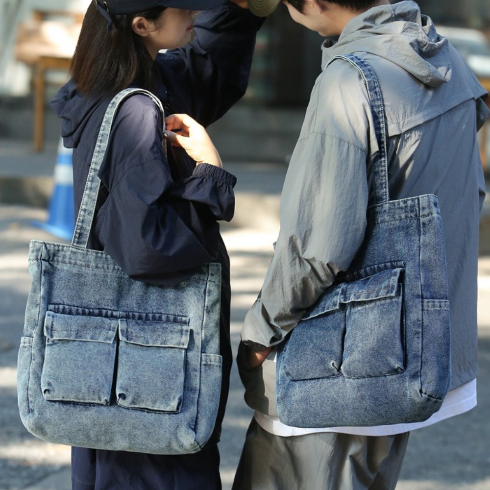 남녀공용 글랜클 포켓 데님 토트 숄더백 남자 여성 에코백 27,000원