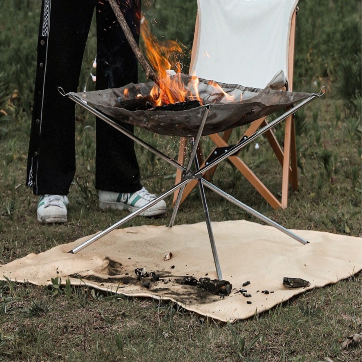 하하남매 캠핑 방염포 화로대 매트, 1개, M 16,900원