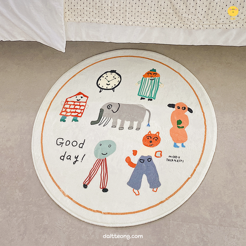 달떵 예쁜 굿데이 애니멀 원형 러그 6size 거실 카페트 아이방 침실 포인트 사계절 매트 17,800원