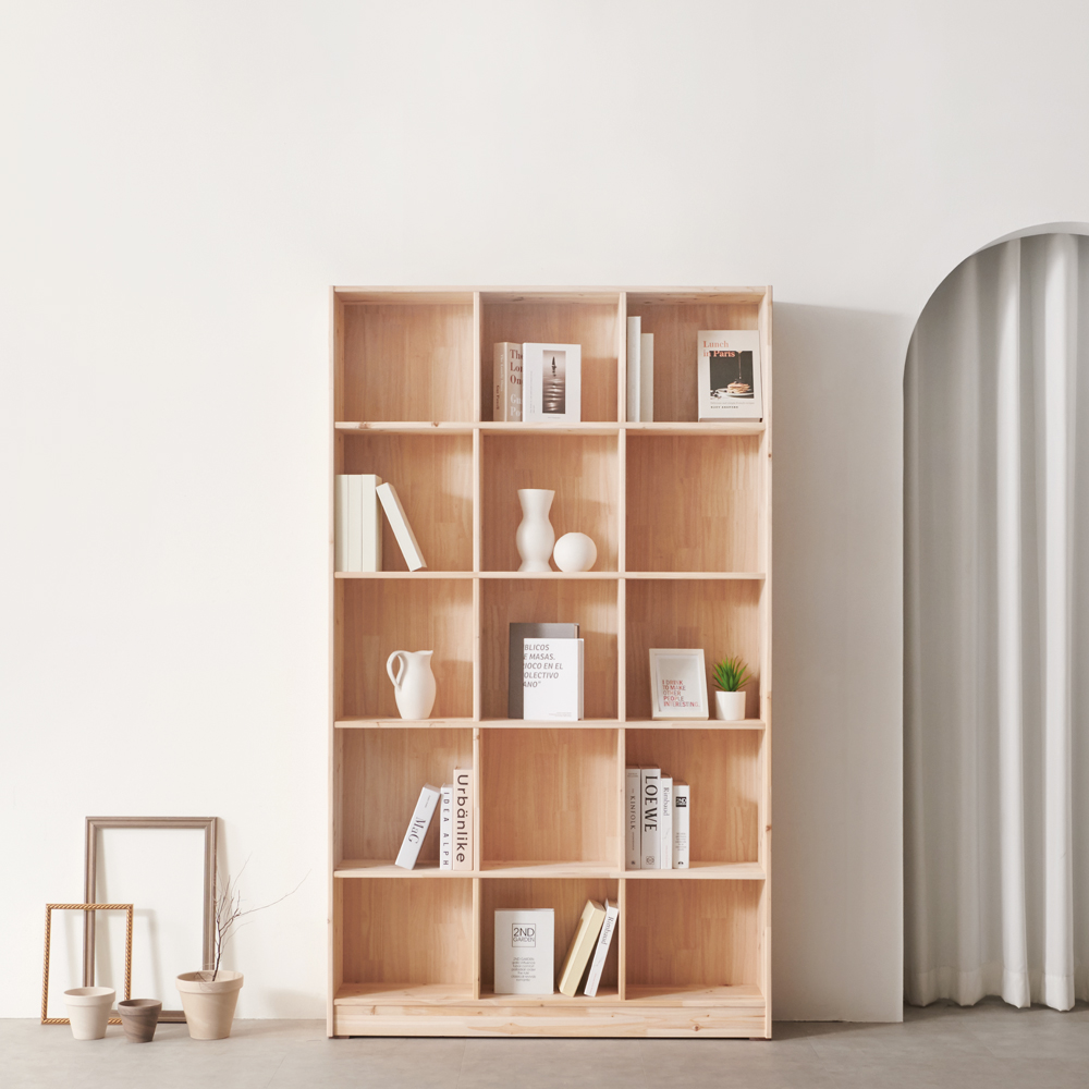 하모벨 삼나무 원목 책장 1200 일반형 방문설치, 내추럴, 5단 185,000원