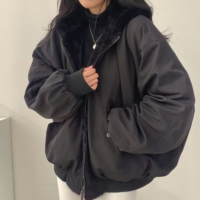 오스틱니 여성 겨울 신상 양면 도톰 램스울 후드 점퍼 24,800원