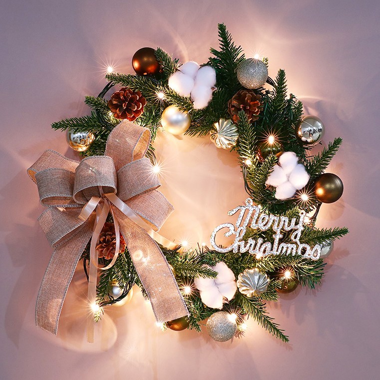 Hyades 크리스마스 장식 리스 전구 포함 가랜드 조명 세트 29,900원