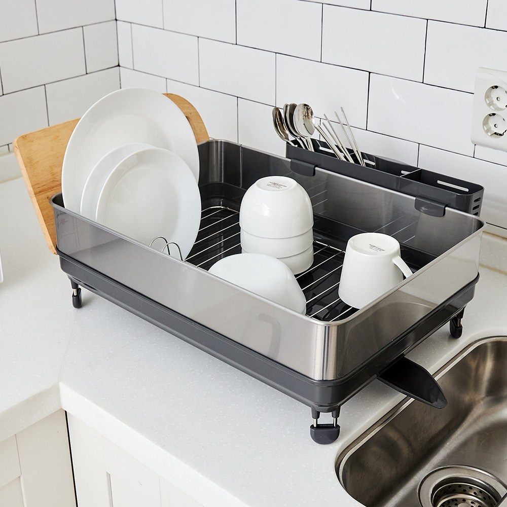 모던하우스 프리미엄 스텐 1단 식기건조대 와이드형 그레이_KO0122002 57,500원
