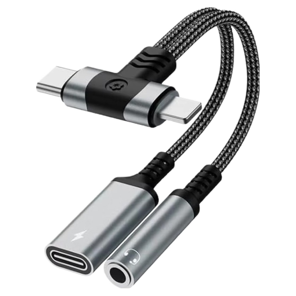 호후 애플8핀 / C타입-3.5mm 이어폰 AUX 라이트닝 PD 고속충전 동고 변환젠더 100W, 그레이, 1개, 120mm 13,800원