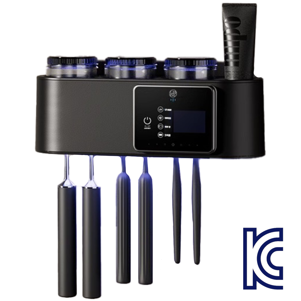 LUMANOKI 무타공 설치 스마트 디스플레이 가정용 살균 건조 양치컵3개세트 칫솔 살균기, 블랙 31,800원