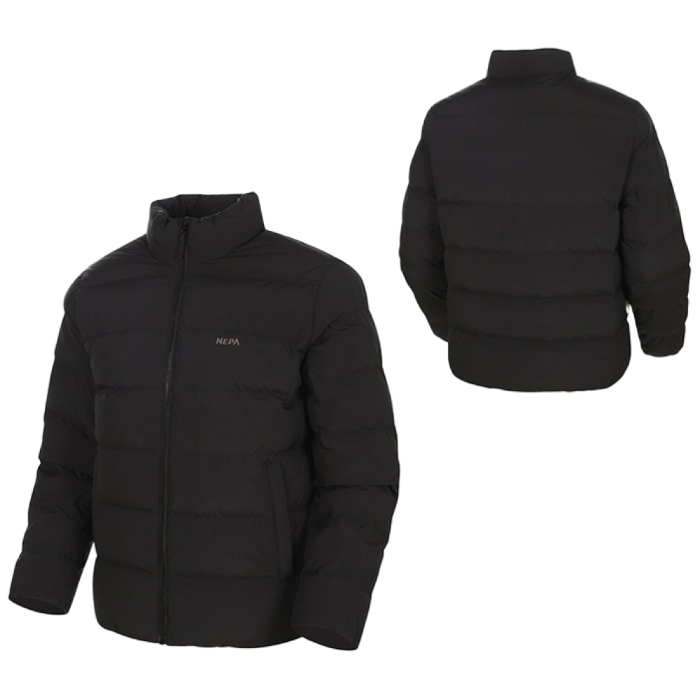 네파_남녀공용 가벼운 두께감과 하이넥 디자인 퀼팅 포인트에 소매 접벤드로 편안하게 착용이 가능한 캐주얼한 감성의 라디 경량 볼패딩 디운자켓 99,000원