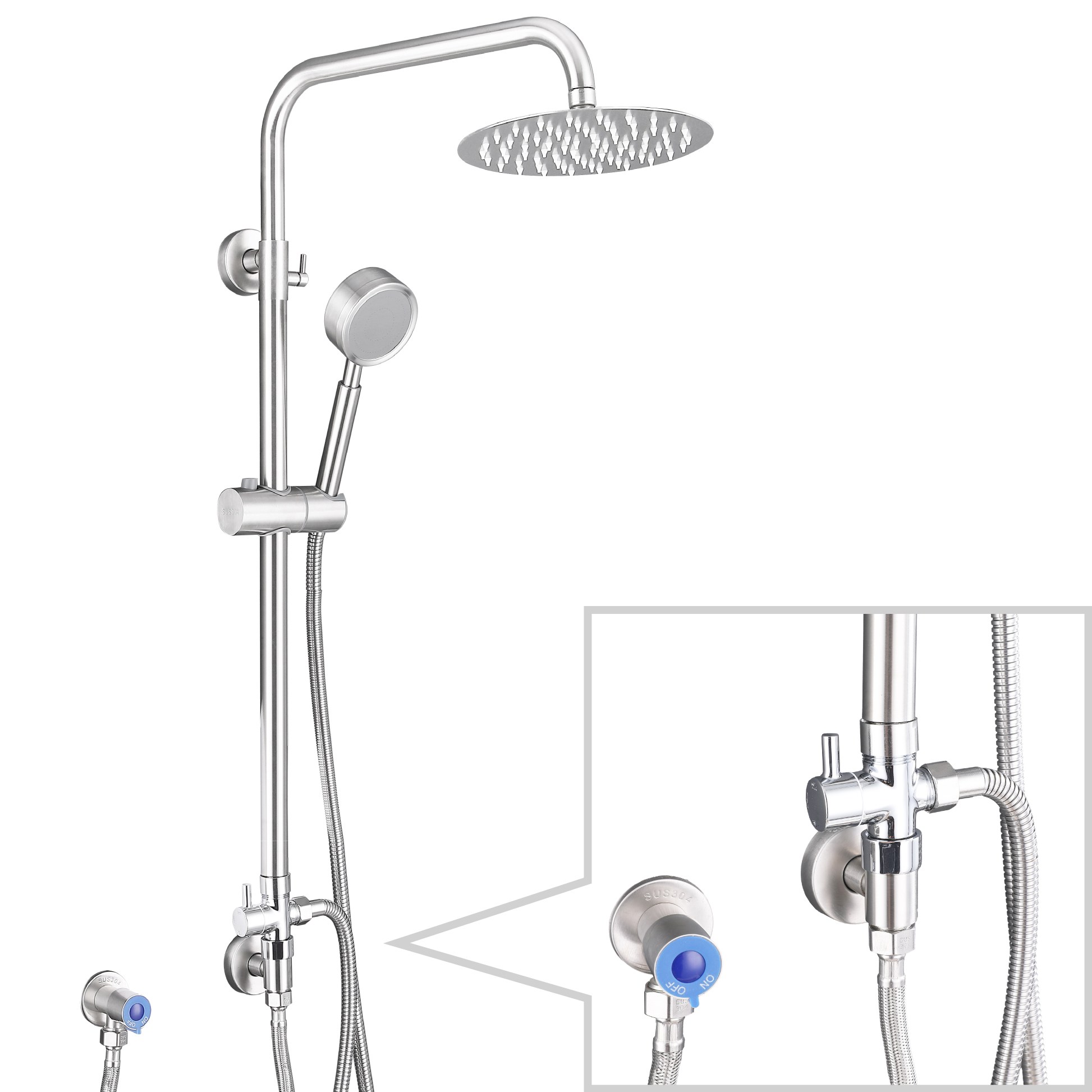 준앤코 스테인리스 분리형 해바라기 샤워바 수전미포함 샤워봉세트 샤워부스, 실버, 1개 49,900원