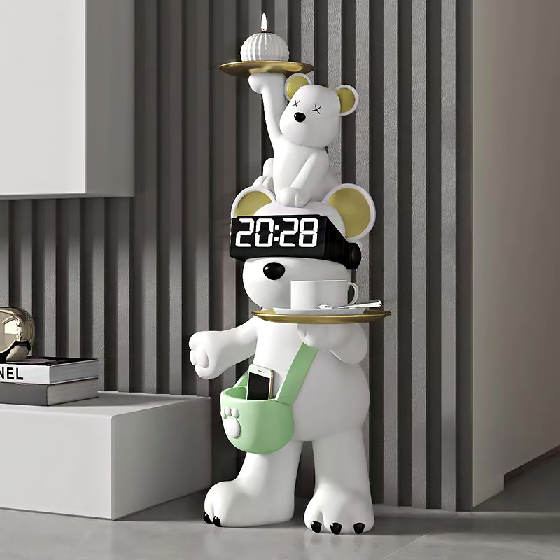 Uinox 곰돌이 사이드 테이블 인테리어 대형트레이 받침대 카페 장식품 거실 소파사이드테이블 시계 개업 집들이 선물 158,000원