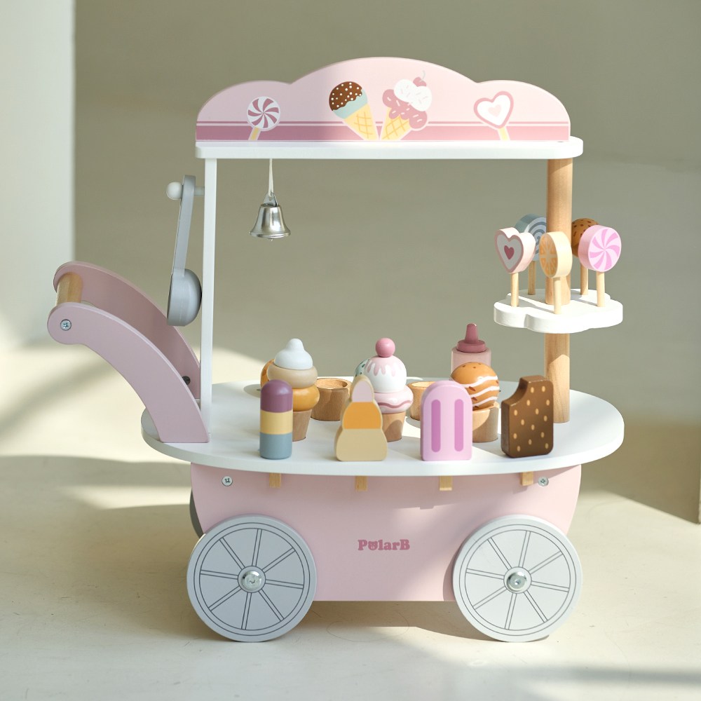 폴라비 원목 아이스크림 카트 장난감 가게 놀이 세트 아기 유아 역할놀이 마트 소꿉놀이 94,000원