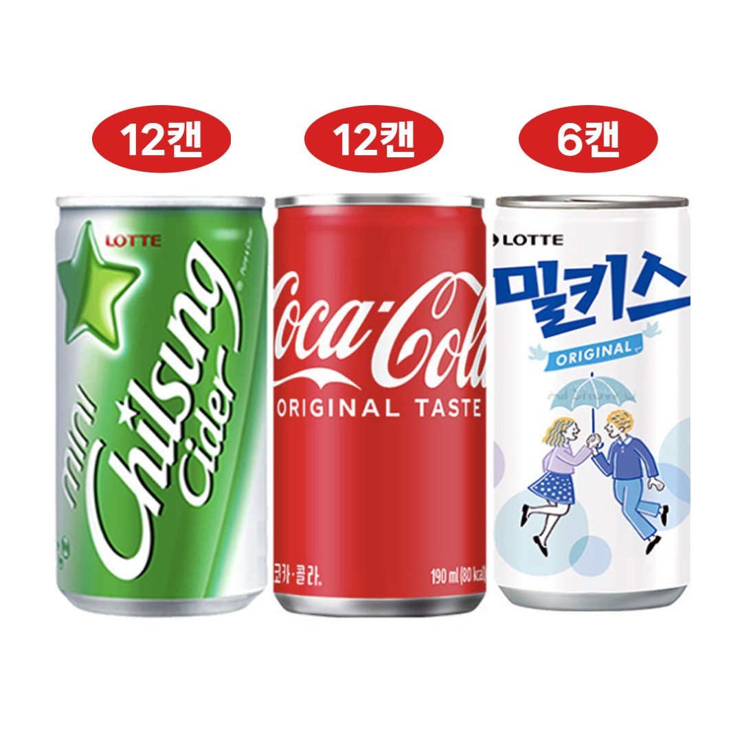 탄산음료 3종 혼합세트 총 30캔(칠성사이다 코카콜라 밀키스) 20,900원