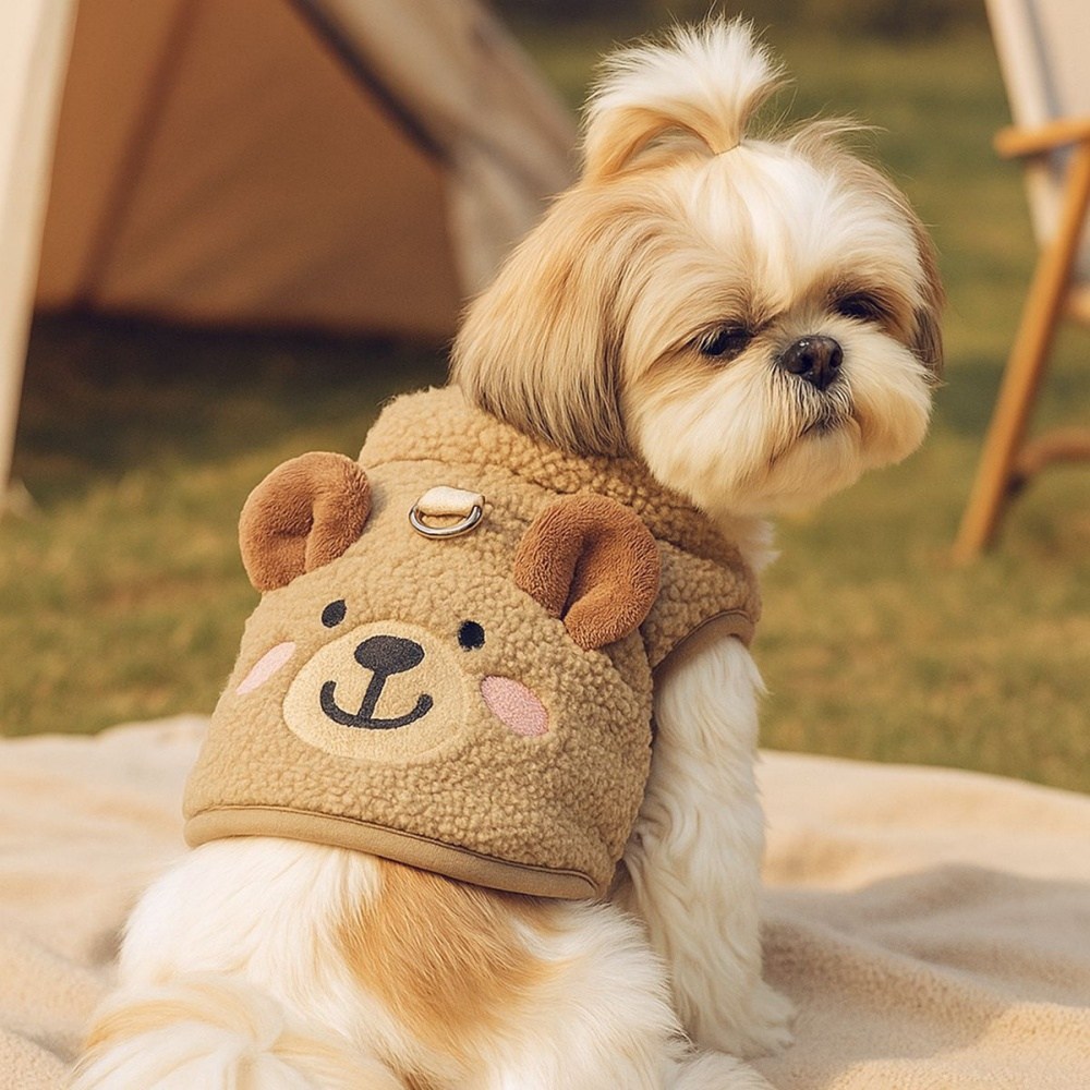 강아지옷 강아지패딩 곰돌이 강아지조끼 애견의류, 브라운, 1개 8,890원