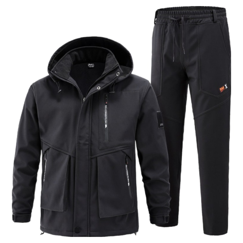 Gradle남자 겨울 방한 작업복 세트 방수 털 스티치 운동복 정비복 아웃도어 바람막이 전술 자켓+기모 트레이닝 바지 상하복세트 35,800원