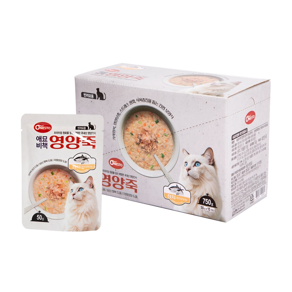 펫퍼스 애묘비책 영양죽 고양이죽 사료 보양식 닭고기 참치 연어 가쓰오부시, 15개, 50g, 참치+가쓰오부시 17,900원