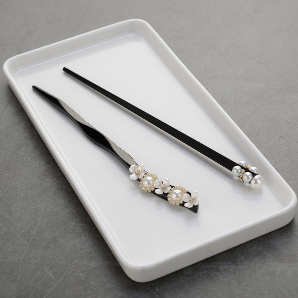 핸날 롱 진주 큐빅 젓가락 비녀 2종 세트 10,500원