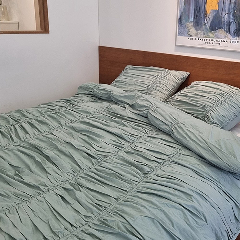 에이치제이홈 고밀도 80수 호텔 침구 셔링 주름 이불커버 세트 SS Q K 283,100원