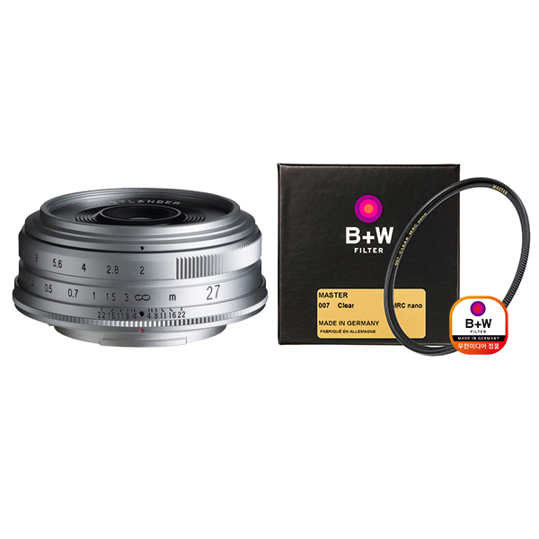 보이그랜더 ULTRON 27mm F2 실버 후지X-마운트 + 구매 시 슈나이더 MASTER 43 필터 증정 / 컴온탑 705,600원