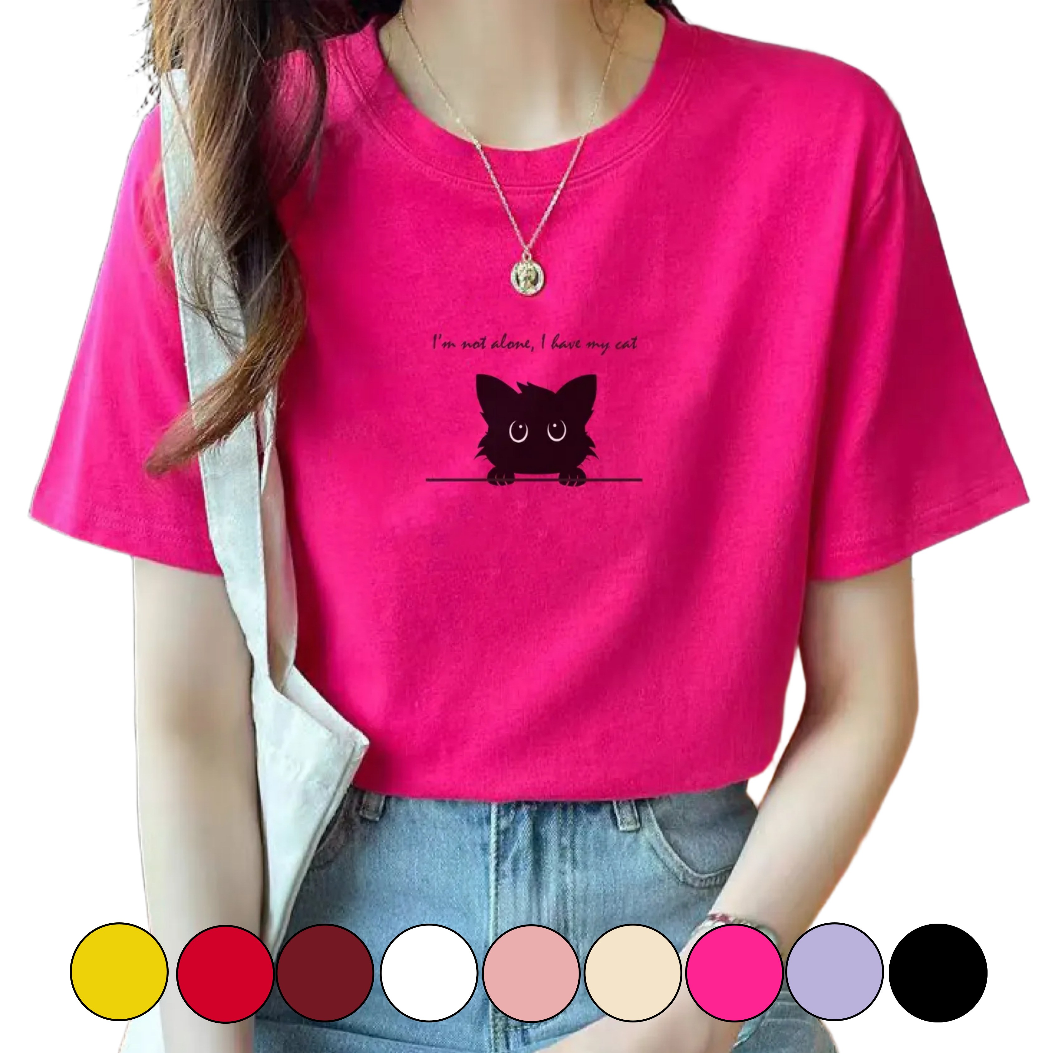 그리내 여성 라운드넥 여름 귀여운 고양이 시원한 반팔티 커플티 캐릭터 이너 홈웨어 프린팅 티셔츠 17,900원