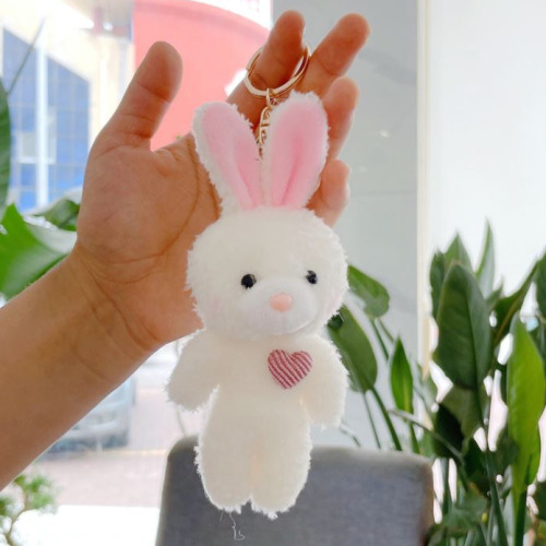 디엘굿즈 귀여운 강아지 토끼 곰 인형 키링 1+1, 토끼_화이트(빨강+초록), 1세트 14,810원