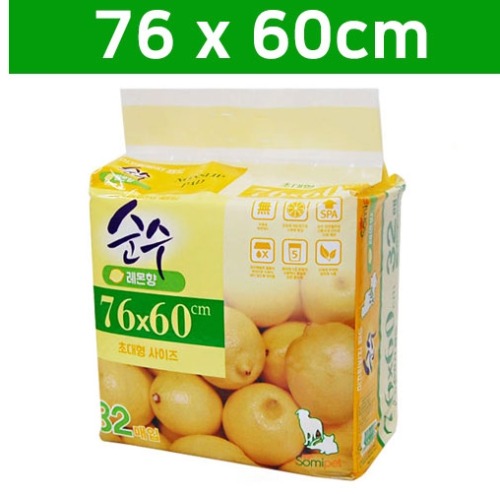 SOMIPET 순수패드 32매 초대형 76x60, 레몬향 (강아지배변패드) 18,400원