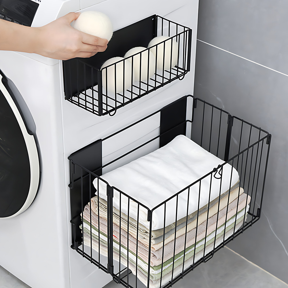 무타공마켓 세탁기 부착식 자석 대용량 빨래바구니, 블랙 32,900원