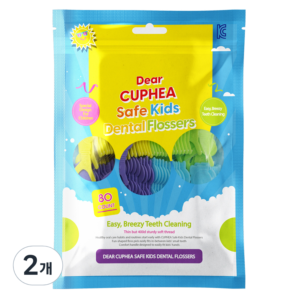 디어쿠페아 세이프 키즈 치실 7.5cm 80p, 노랑, 연두, 하늘, 보라, 2개 9,420원