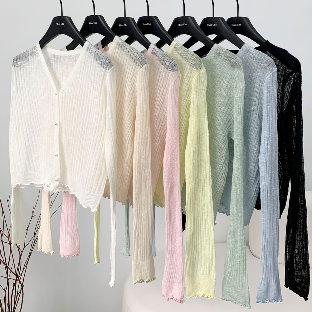 지니우우 진주단추 포인트 여름간절기 가디건 J0041A 17,400원