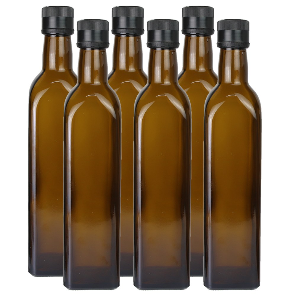 가인글로벌 사각오일500 엔틱갈색 유리병 오일스크류캡 블랙, 6개, 500ml 18,900원