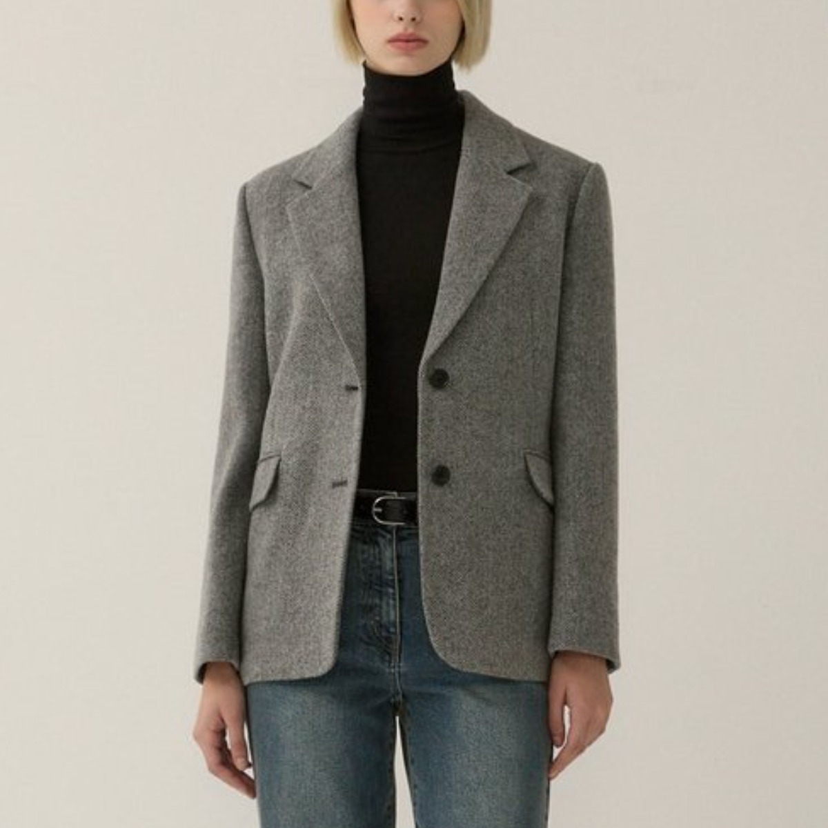 [국내백화점] 리스트 여성 울 헤링본 투버튼 자켓 가을 체크 정장 224,900원