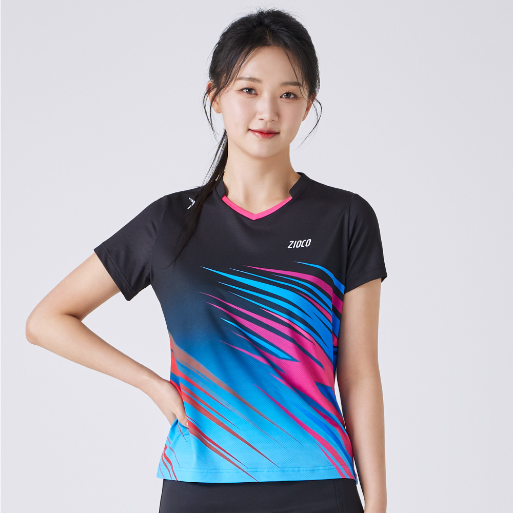 지오코 AHT-1014R 썬더스톰 블랙 여성 반팔 티셔츠 배드민턴의류 탁구복 39,000원