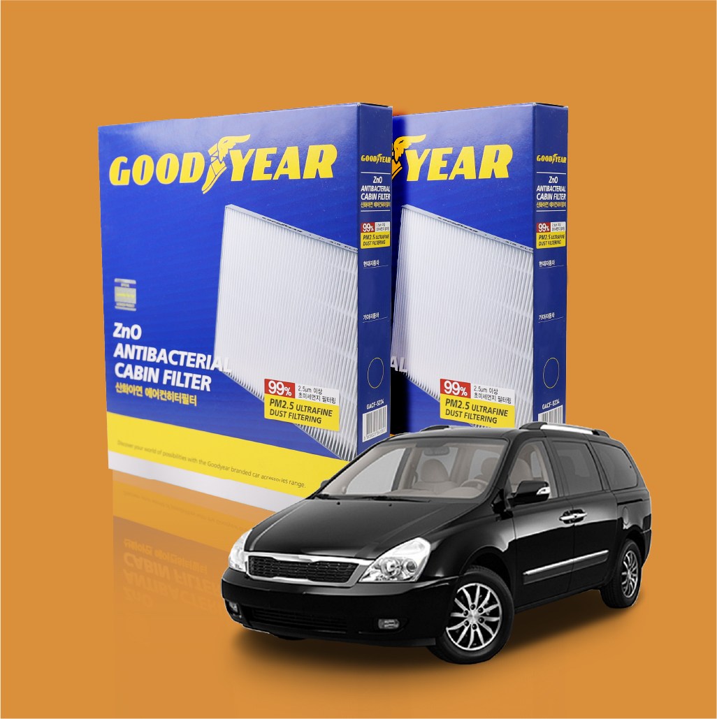 자동차친구 굿이어 정품 초미세 PM2.5 향균처리 국내생산 에어컨필터 5호 1년치 2개 쏘렌토R 적용 29,900원