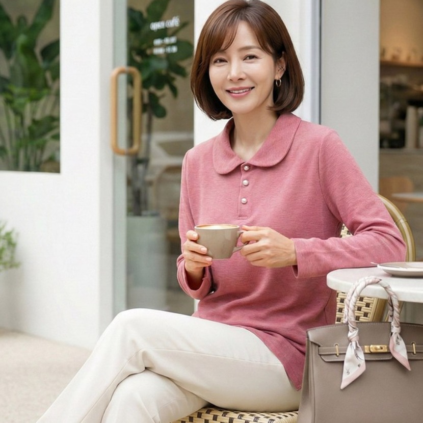 [엄마옷 로즈맘] 카라진주반오픈티셔츠/겨울 50대60대 생신선물 겨울옷 엄마티셔츠 할머니옷 14,700원