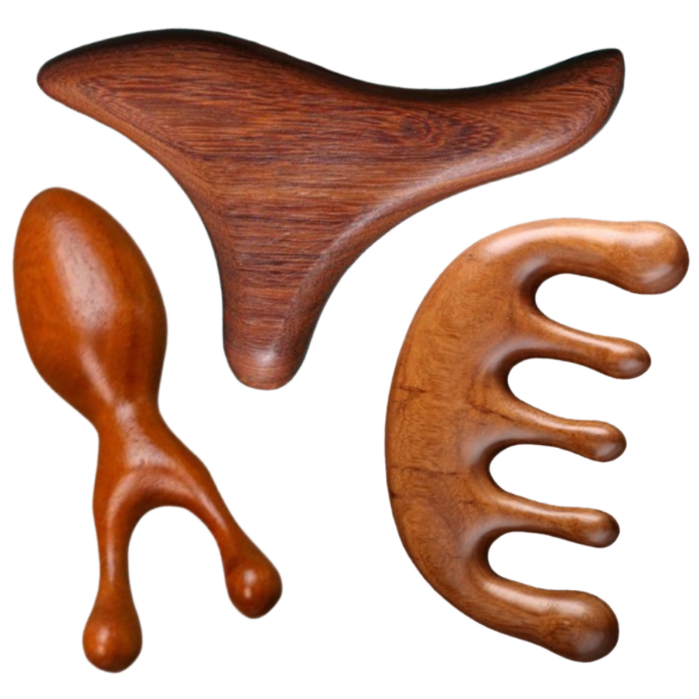 유엔즈 나무 괄사 바디 페이스 두피 마사지기 3종세트 11,900원