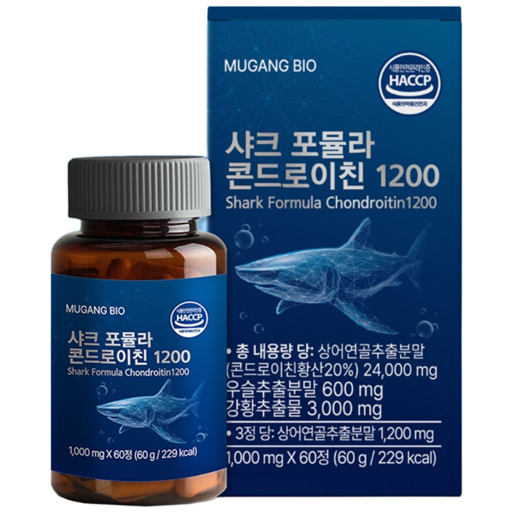[본사출고]무강바이오 미국산 상어연골 커큐민 보스웰리아 샤크 포뮬라 콘드로이친 1200, 1개, 60정 30,510원
