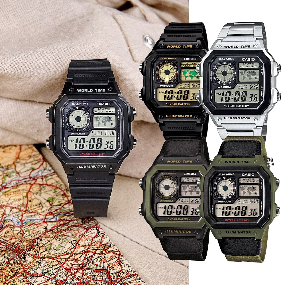 백화점AS가능 카시오 월드타임 남성시계 AE-1200 5종 디지털 아웃도어 메탈시계 지코스모제품 52,000원