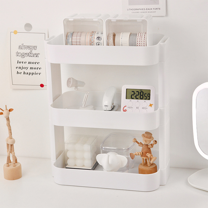 리빙공감 레이어 책상 화장품 정리 선반 3단, 화이트, 1개 10,400원