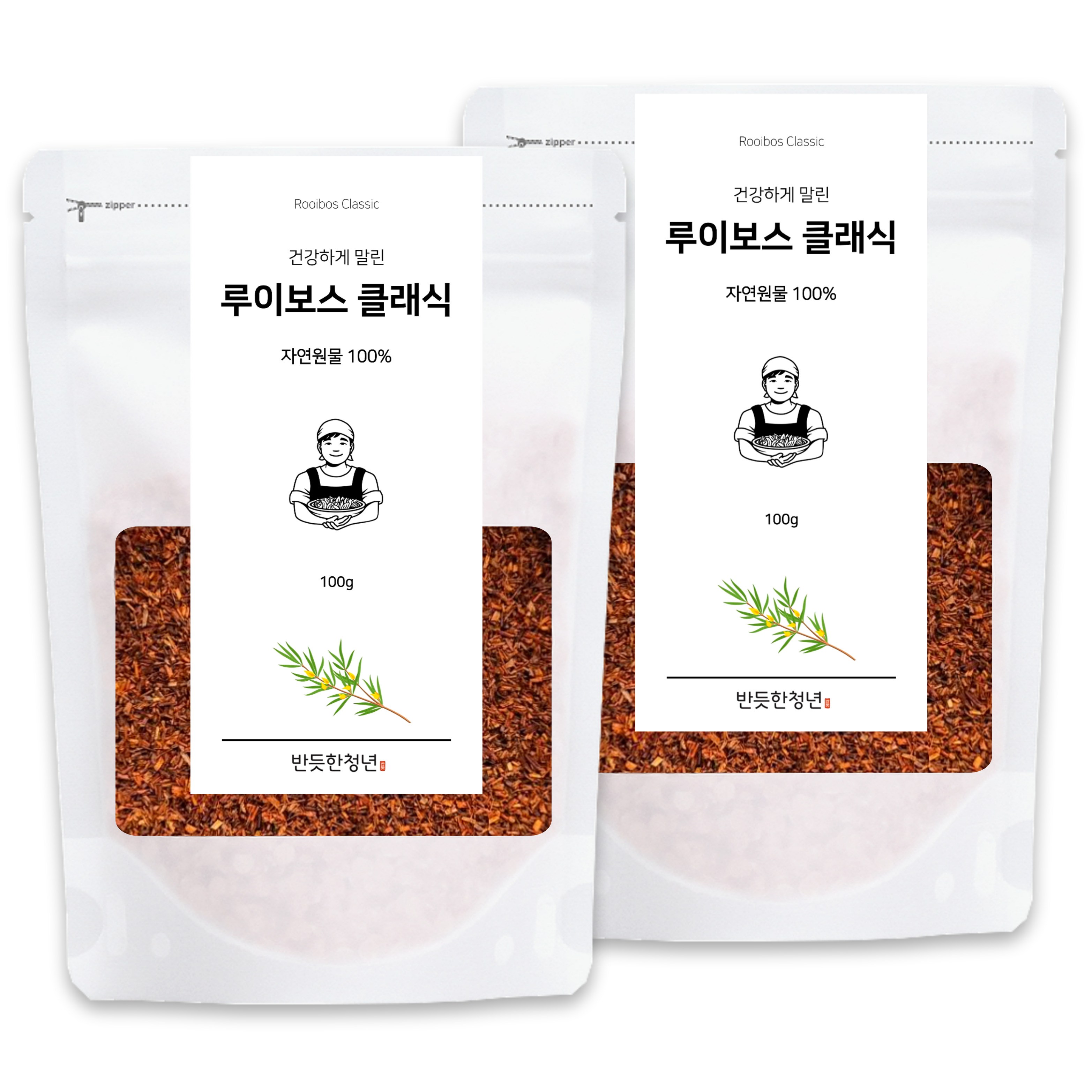 1+1 반듯한청년 루이보스 클래식 티 100g 2봉 리필팩 차, 100g, 1개, 2개입 21,900원