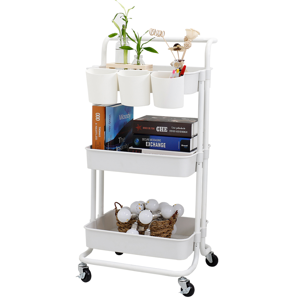 21세기트랜드 샤프 핸들 트롤리 3단 + 미니 바스켓 3p, 화이트, 3단 26,400원