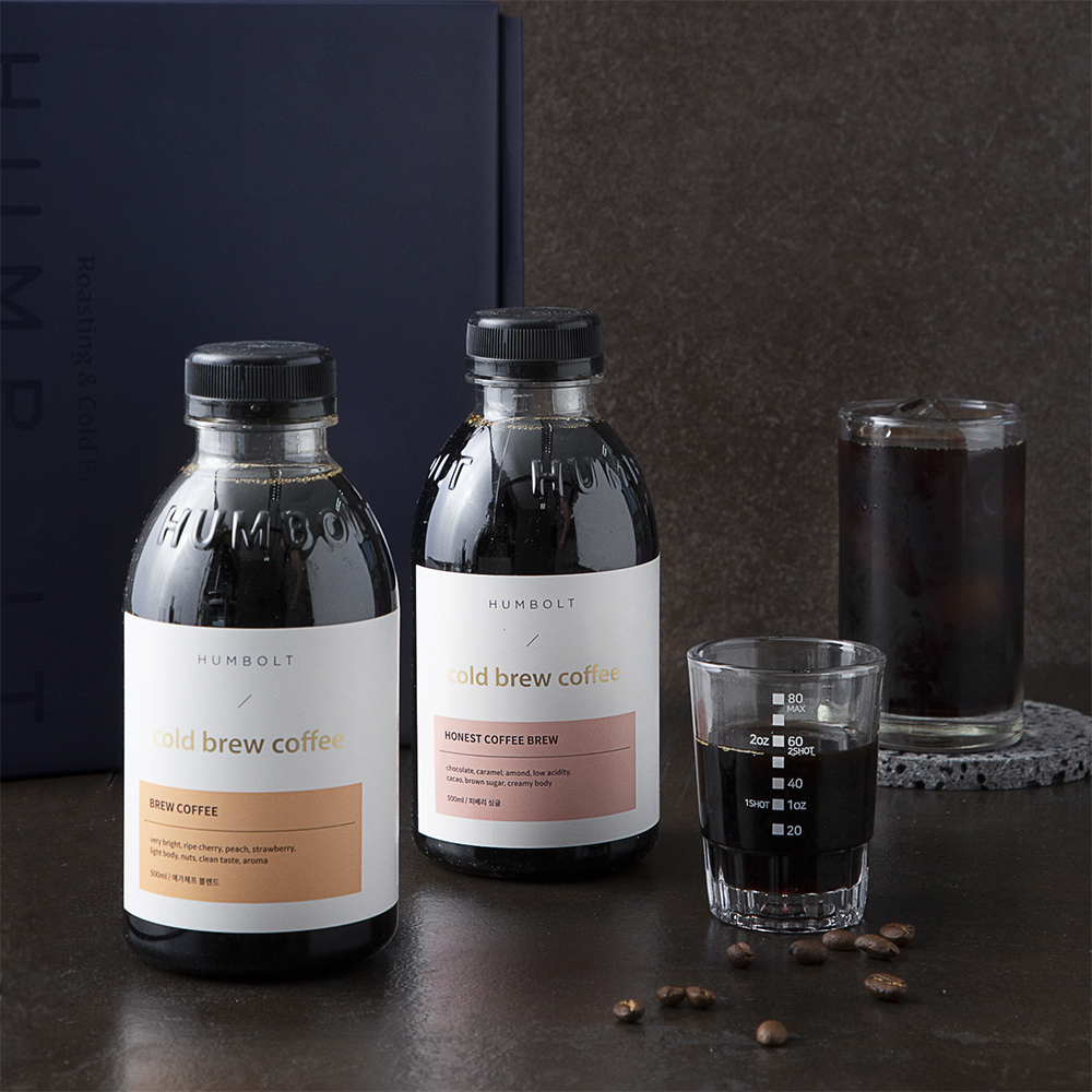 훔볼트 프리미엄 콜드브루 원액 피베리 싱글 500ml + 예가체프 블렌드 500ml + 샷잔 선물세트 3호, 1L, 1세트 30,000원