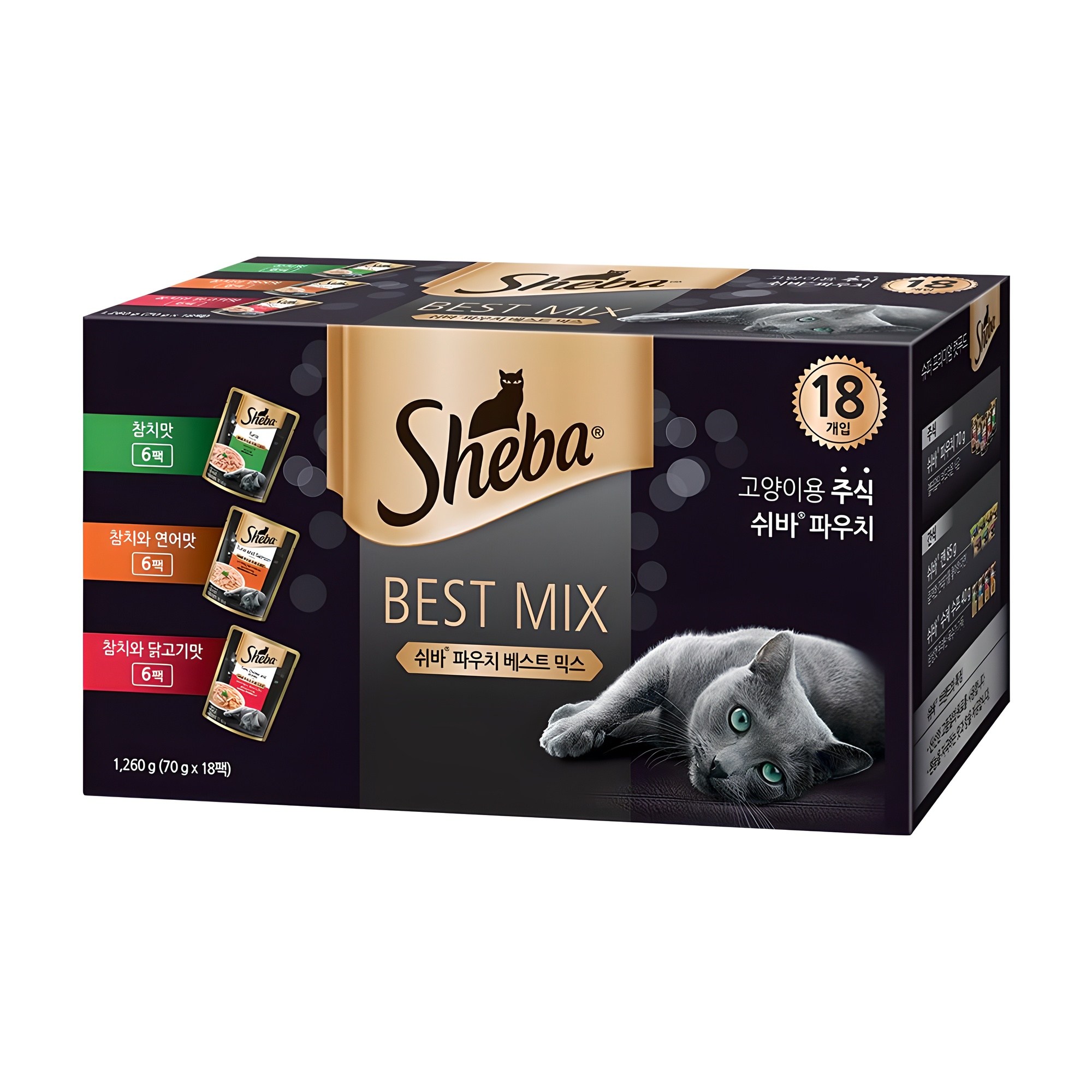 쉬바 12개월 이상 고양이 베스트 믹스 주식파우치 3종 x 6p 세트 24,900원