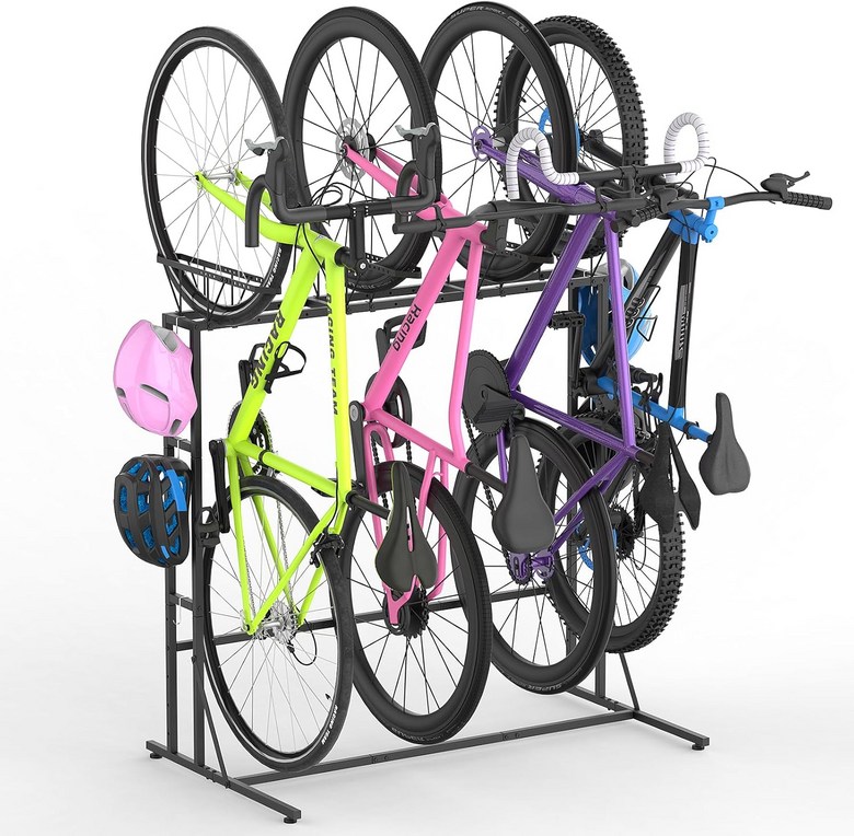 YBING 프리스탠딩 자전거 랙 차고 - 4대의 수직 보관 스탠드 가정 및 정리를 위한 바닥 실내 실외 125,080원