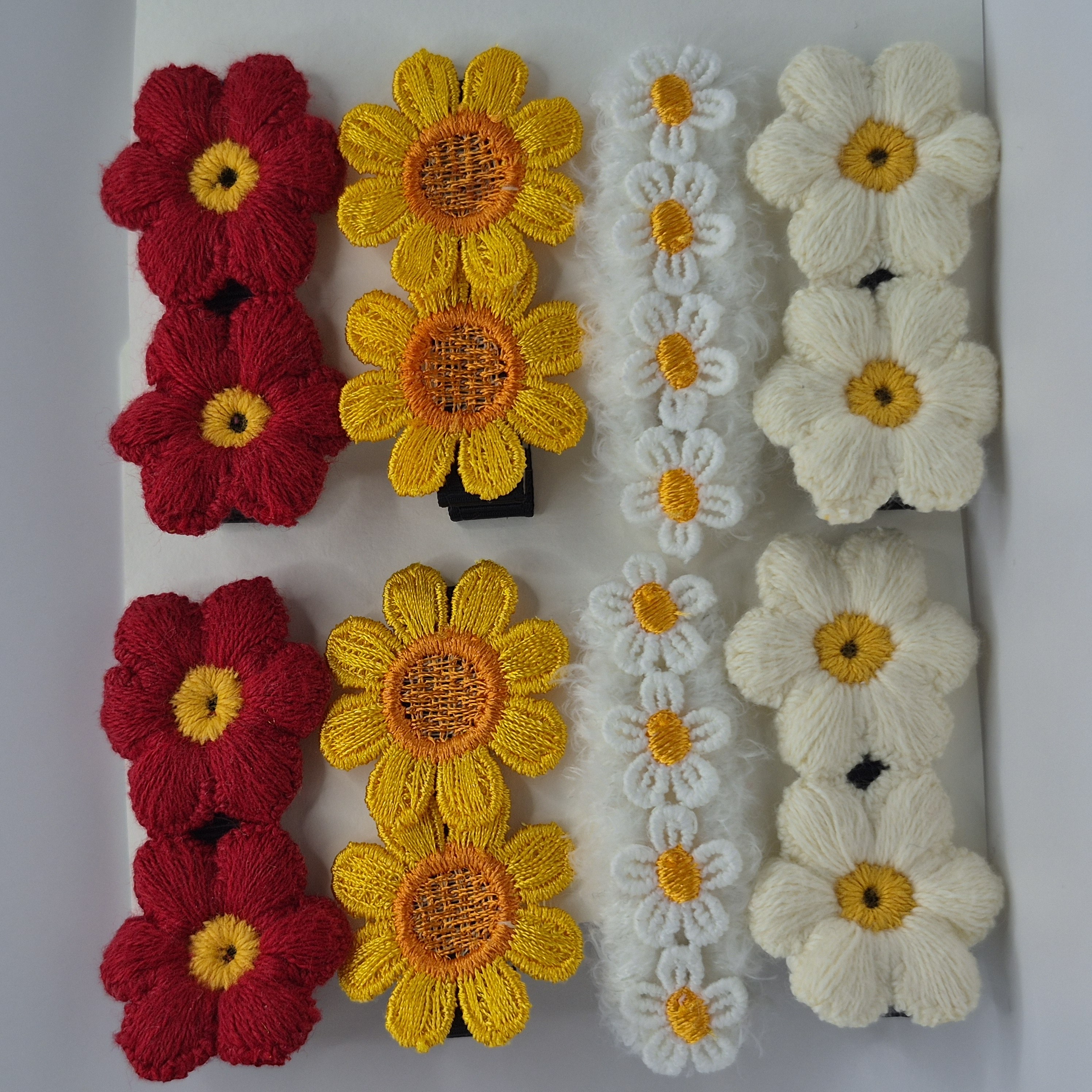 플라워 자수 헤어핀 4종 세트 핸드메이드 꽃 머리핀 데일리 헤어핀 10,900원