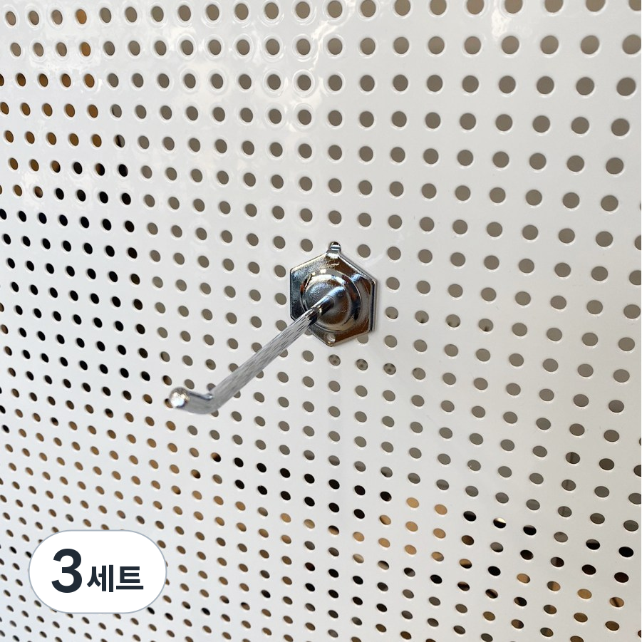 (10개입) 타공판후크 육각 일선 1선 후크 타공판 고리 보드 파티션 철판 철제 걸이 게시판 금속 두께 5.8파이, 10cm, 3세트 54,930원