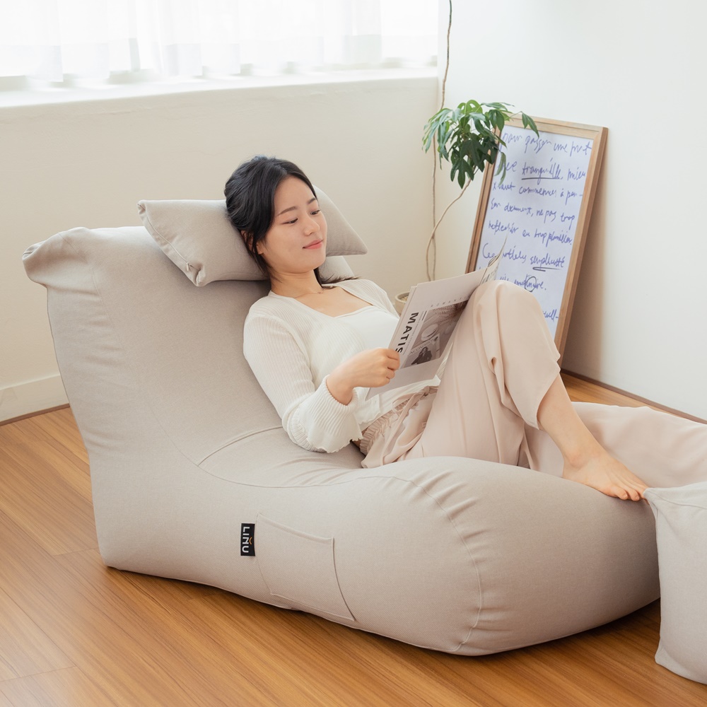 LINU 리누 체어 빈백 대형 1인 쇼파 북유럽스타일 의자 + 캔디쿠션, 오트밀 179,900원