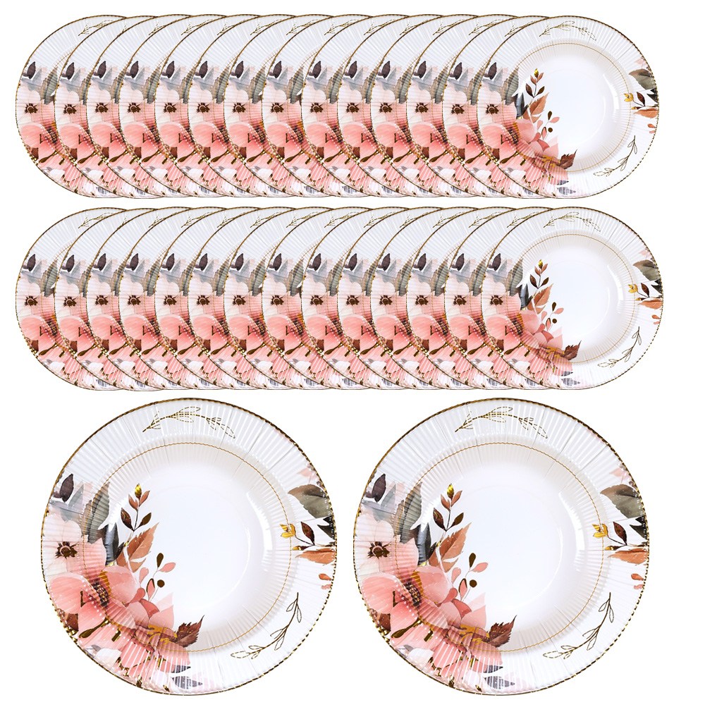 핑크플로라 파티 일회용 종이접시 샐러드볼 24cm, 1세트, 30개입 11,900원